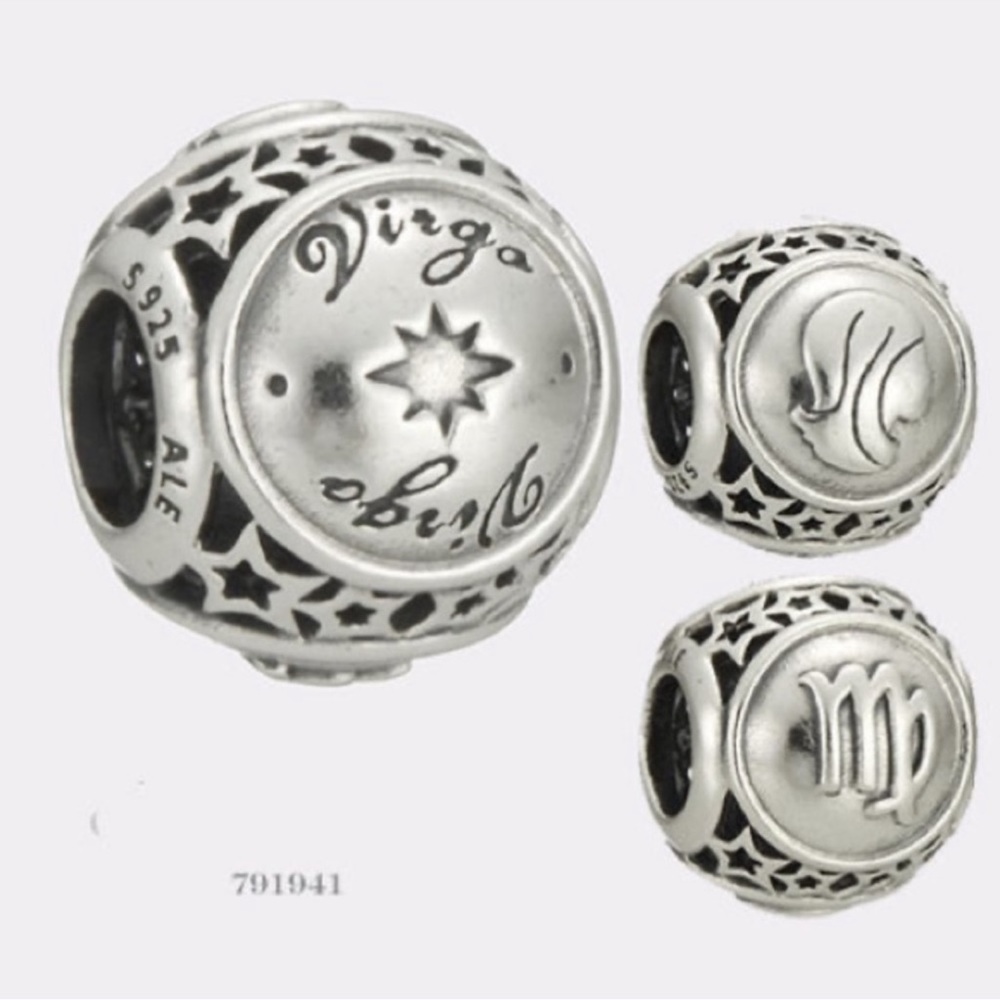 Retired Pandora Virgo Zodiac Star Sign Silver Charm EUC